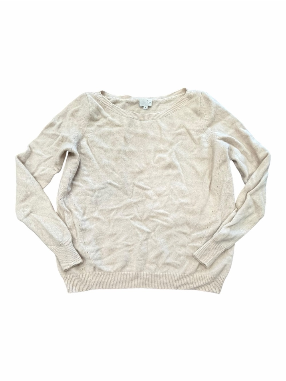 TSE Blush Beige 100% Cashmere Crewneck Sweater M